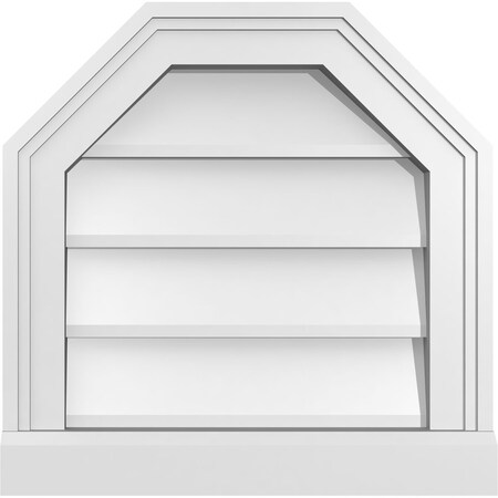 Ekena Millwork Octagonal Top Surface Mount PVC Gable Vent w/ 2"W x 2"P Brickmould Sill Frame, 16"W x 16"H GVPOT16X1603SN
